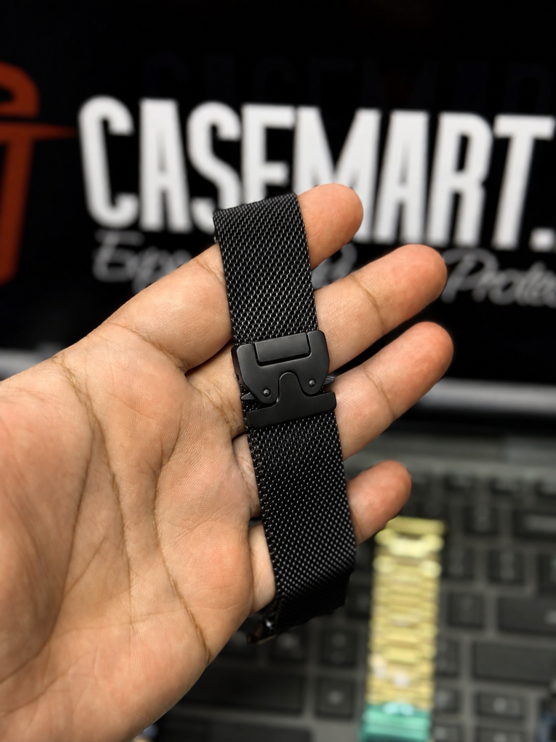 Titanium Milanese Mesh Loop Dual Release Buckle Band For Apple Watch From 42 to 49 mm