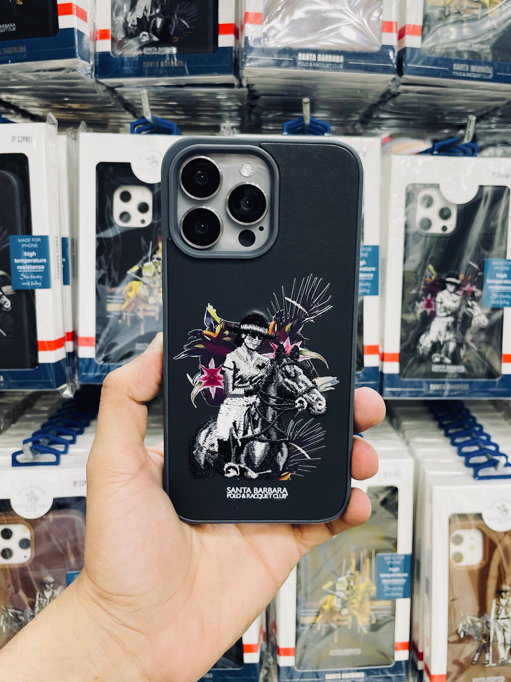Polo Embroidered Leather Case Cedric Series Grey SBPRC