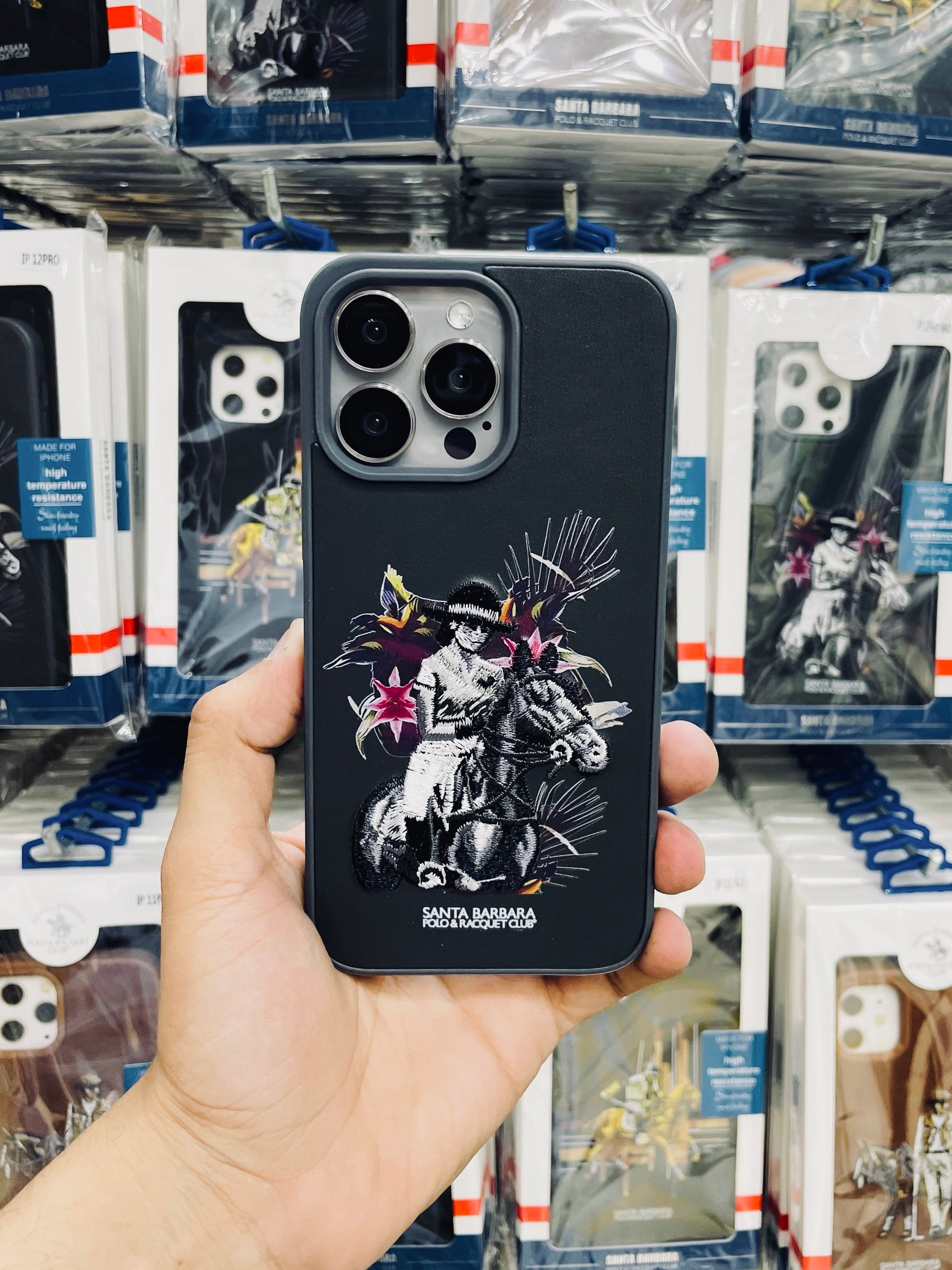 Polo Embroidered Leather Case Cedric Series Grey SBPRC