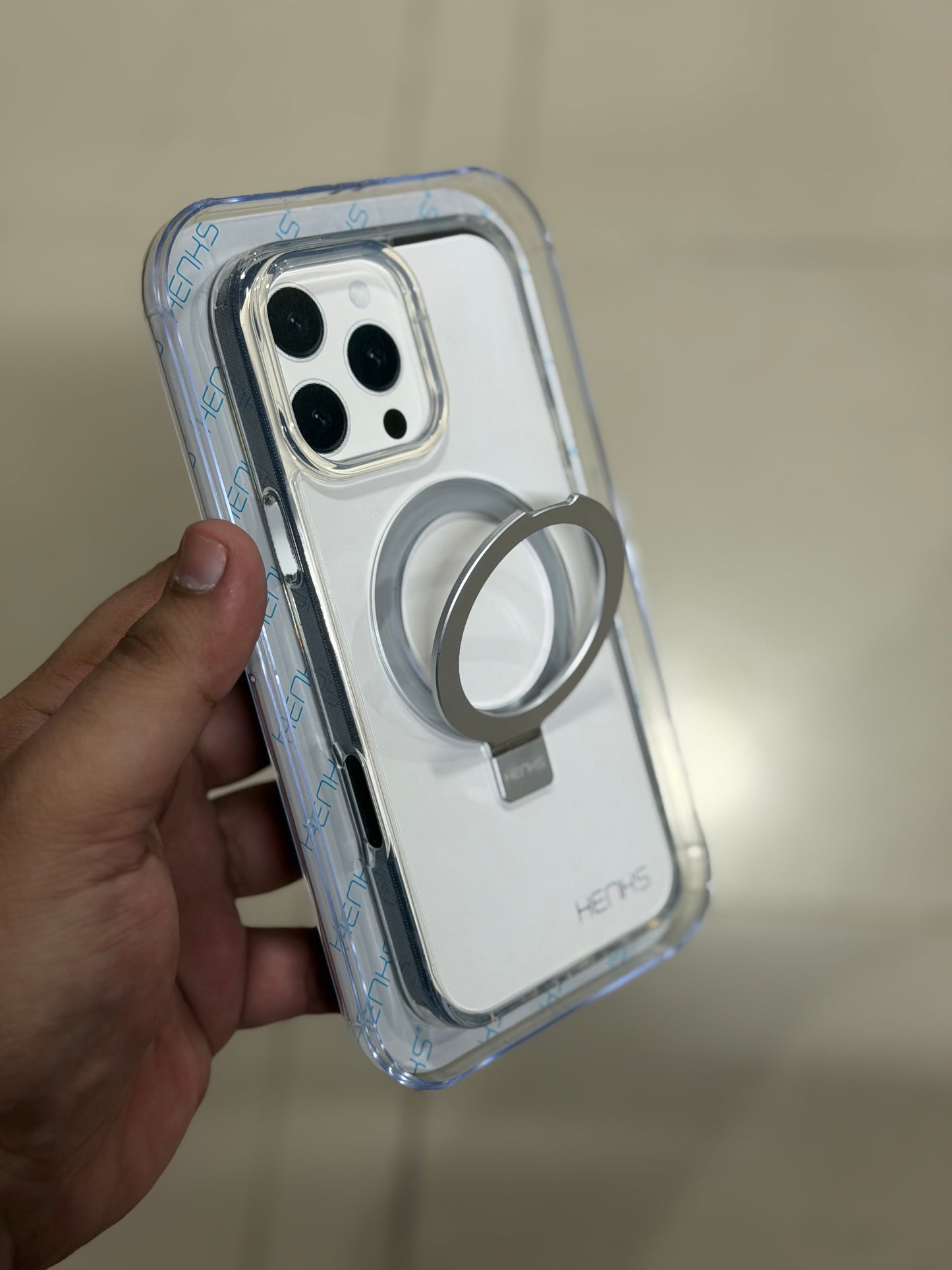 HENKS Clear MagSafe Stand Non-Yellowing Case 16 Pro Max
