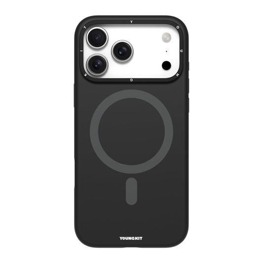 iPhone 17 Pro Max Case | YOUNGKIT Liquid Silicon Camera Stand Series (BLACK)