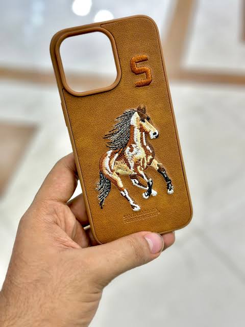 Polo Embroidered Brown Leather Case Boris SBPRC