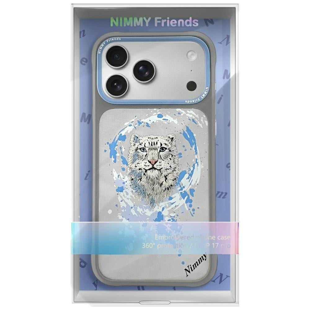 Original NIMMY Snow Leopard MagSafe 3D Embroidered Case for 17 Pro Max