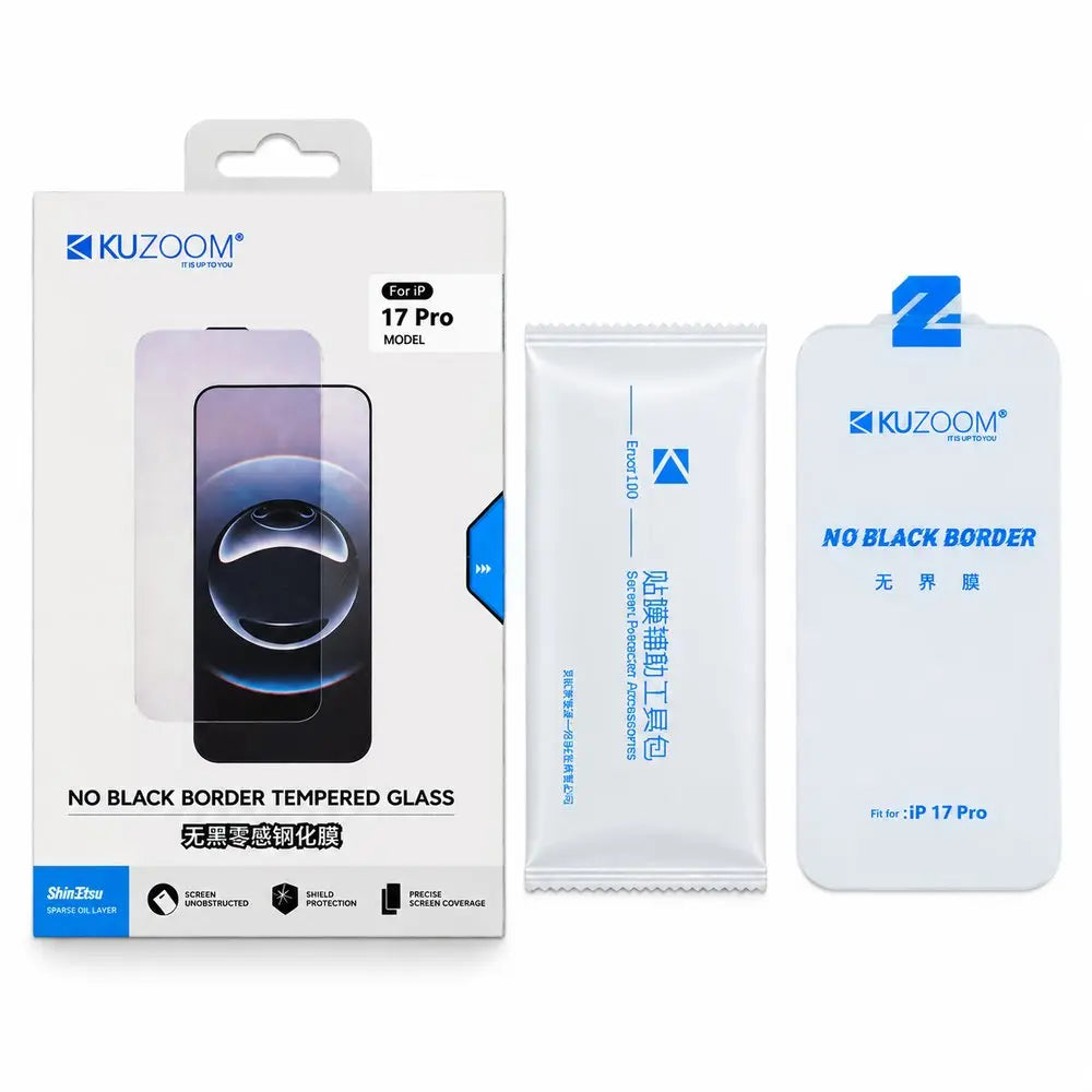 Kuzoom Borderless Dust-Proof Full Transparent Glass - No Black Border Tempered Protector