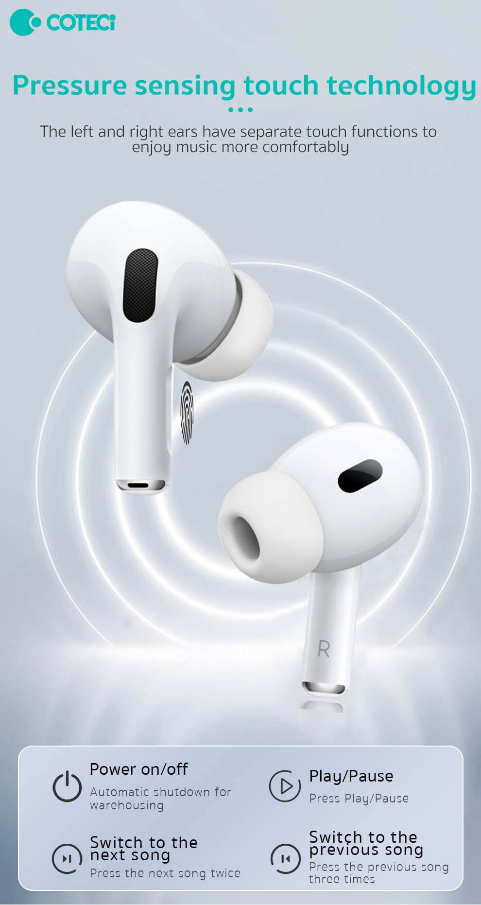 COTECi Smart Pods with Active Noise Cancellation Wireless Earbuds for Excellent Calling 1 Year Warranty