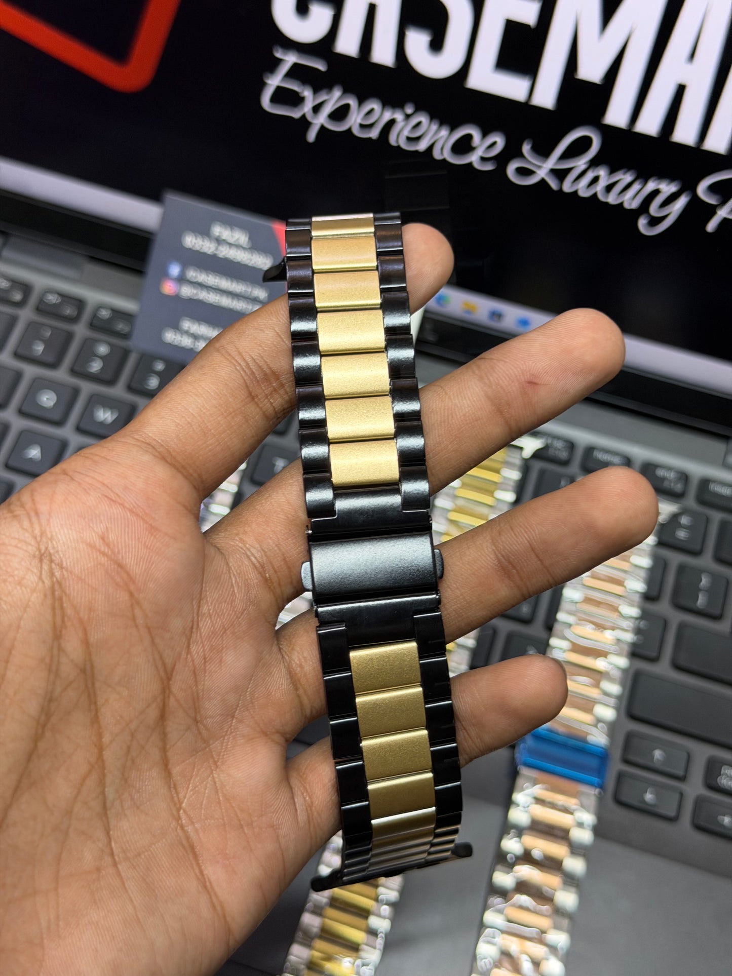 Luxury Rolex Metal Two-Tone Bracelet Chain  - Apple Watch 42 to 49 mm