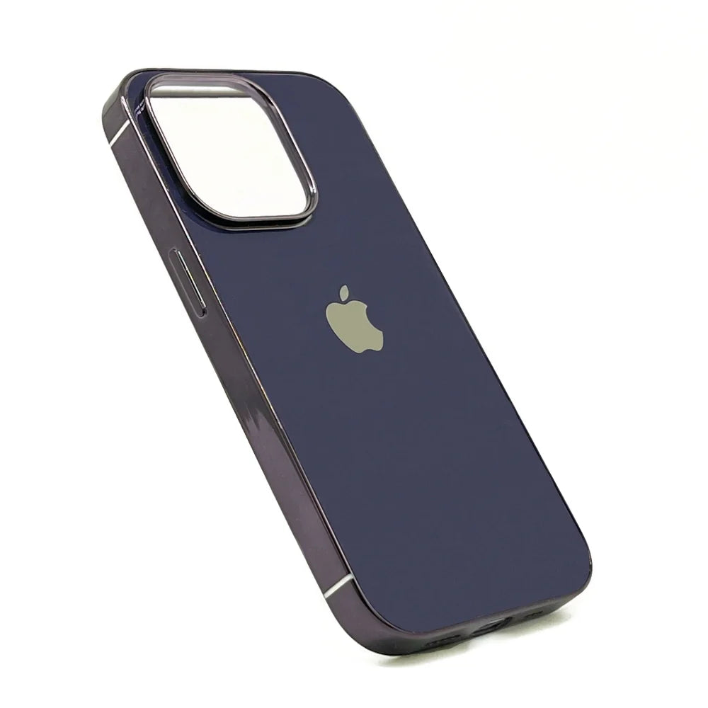 MyCase Branded Case with Glass Finish Chrome Border Soft 14 Pro Max
