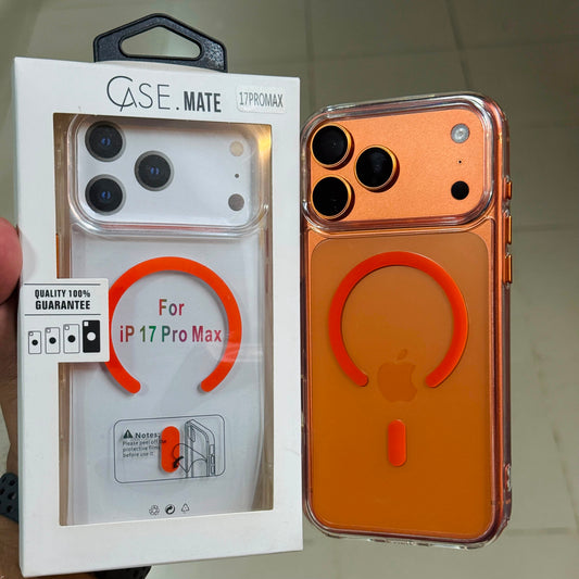 Clear Anti-Yellow Orange MagSafe Case for 17 Series
