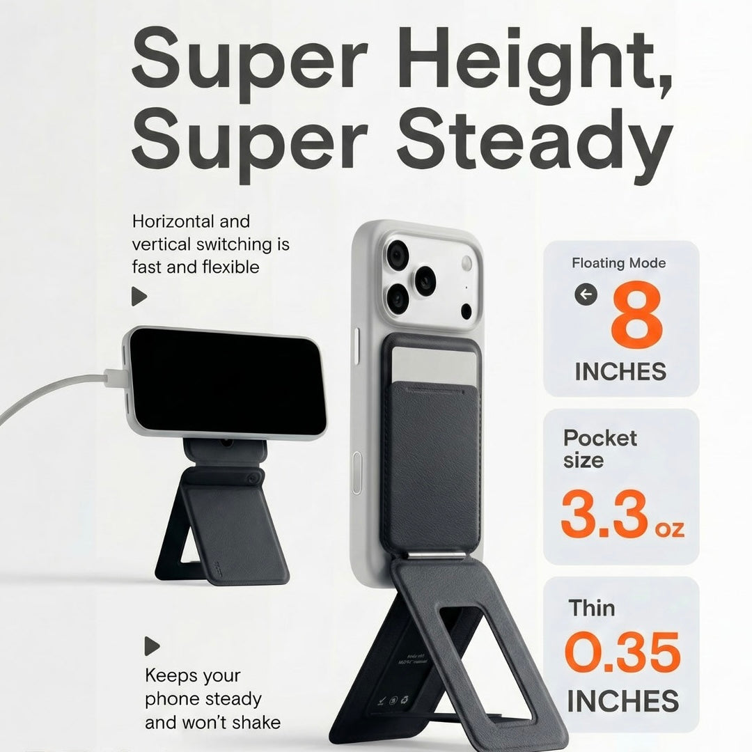 MagSafe Wallet + Tripod - Slim Magnetic Phone Card Holder with Stand