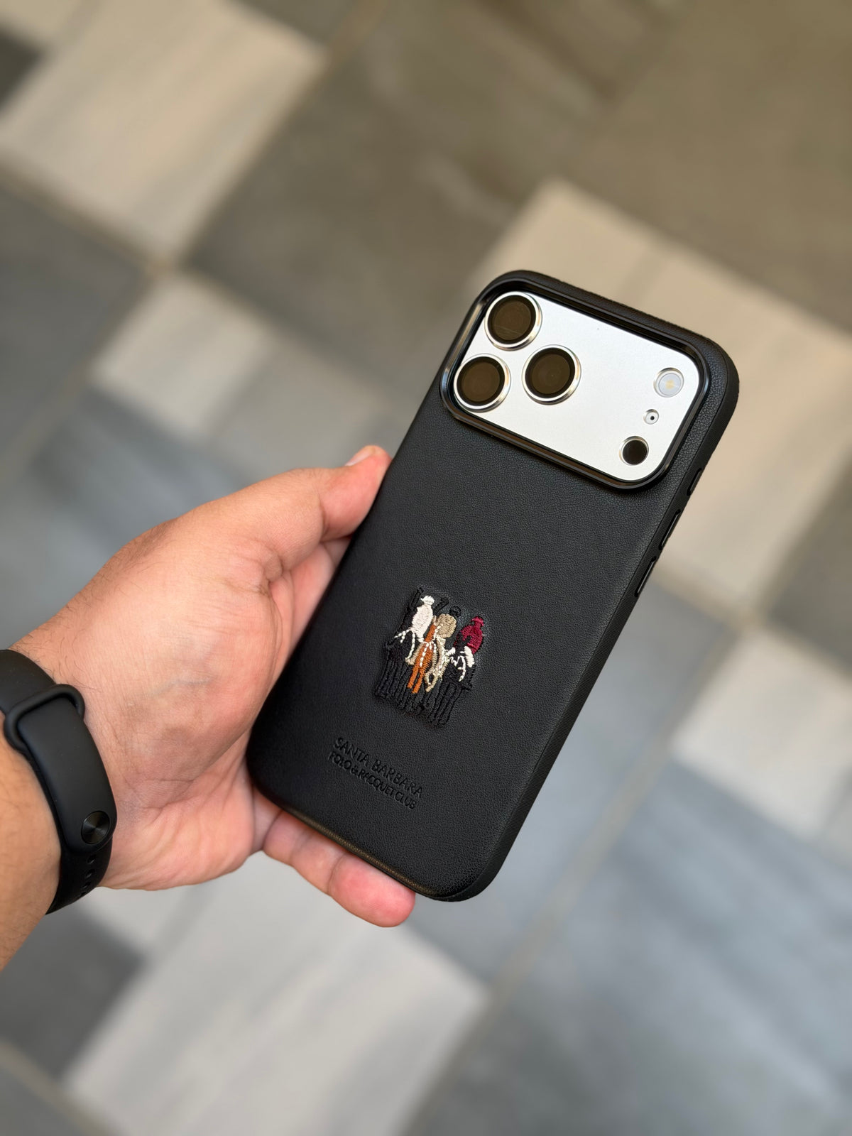 Premium Embroidered Polo Leather Justin Case with Fabric inside for iPhone