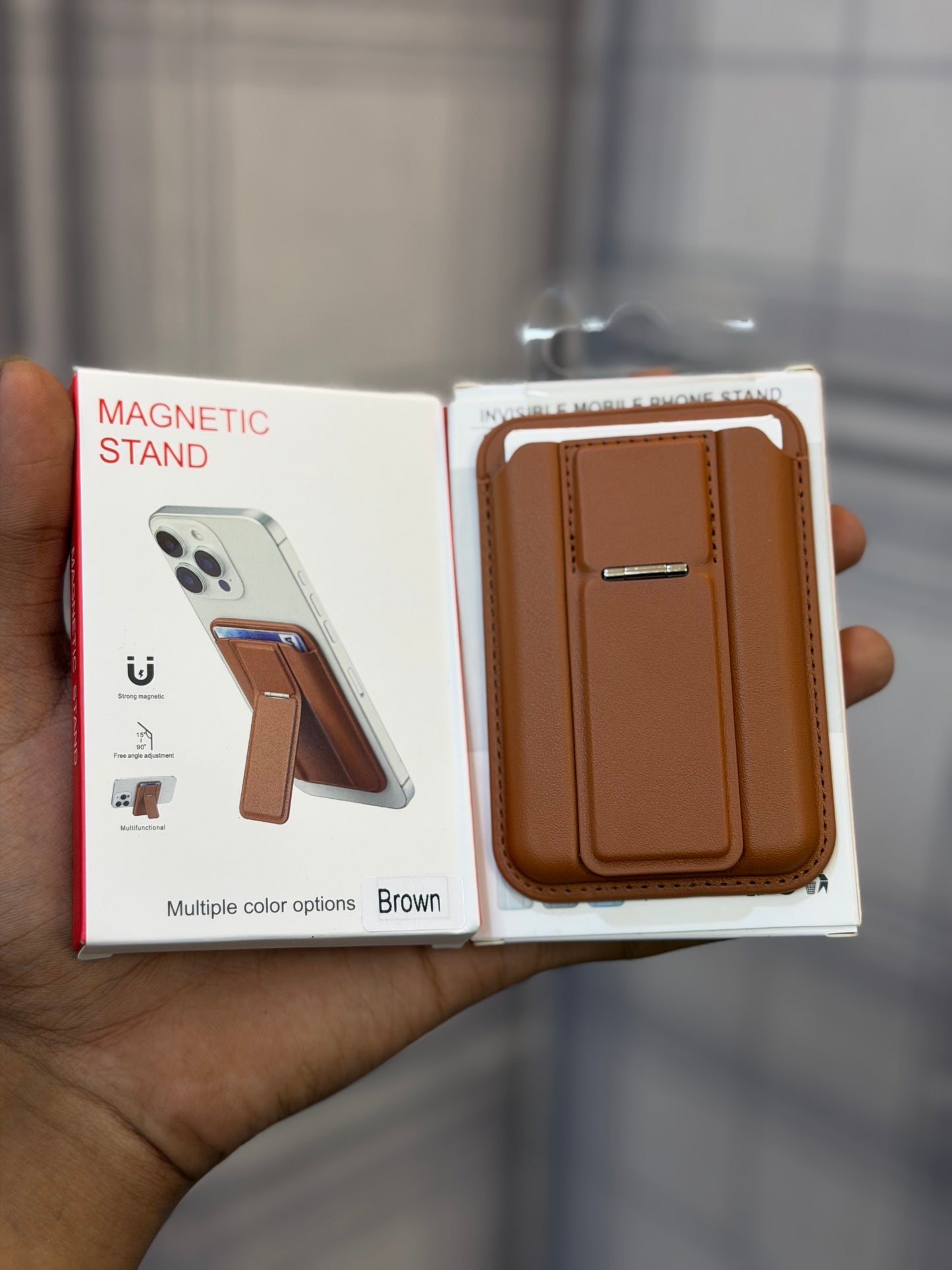 MagSafe Leather Wallet with Kickstand