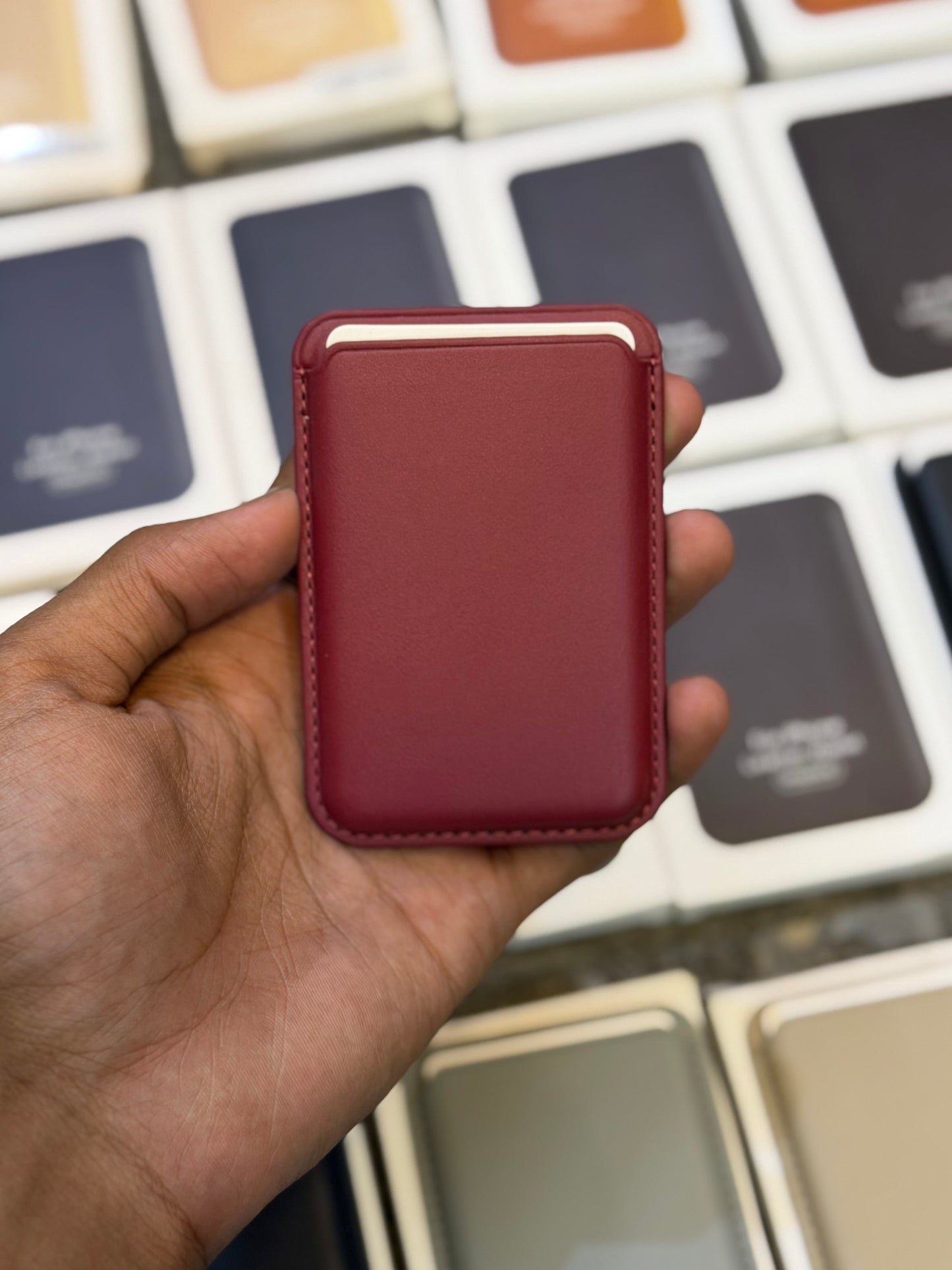 MagSafe Leather Wallet for Mobiles - Magnetic Card Holder