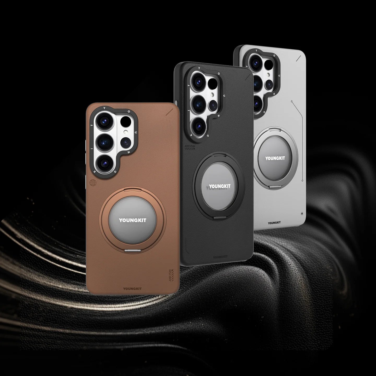 Original YoungKit Premium Leather MagSafe 360 Rotation Stand Series For S26 Ultra