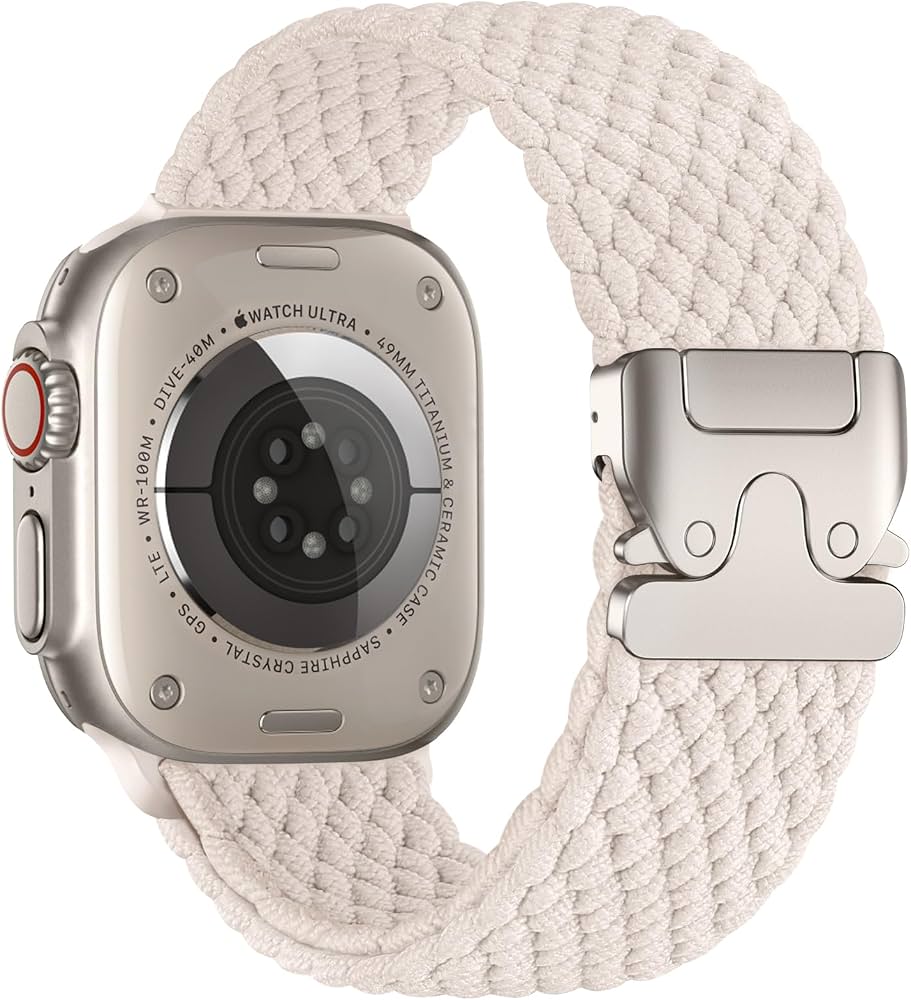 Stretchy Woven Nylon Braided Loop With Master Lock for Apple Watch Series 11/10/9/8/7/6/SE