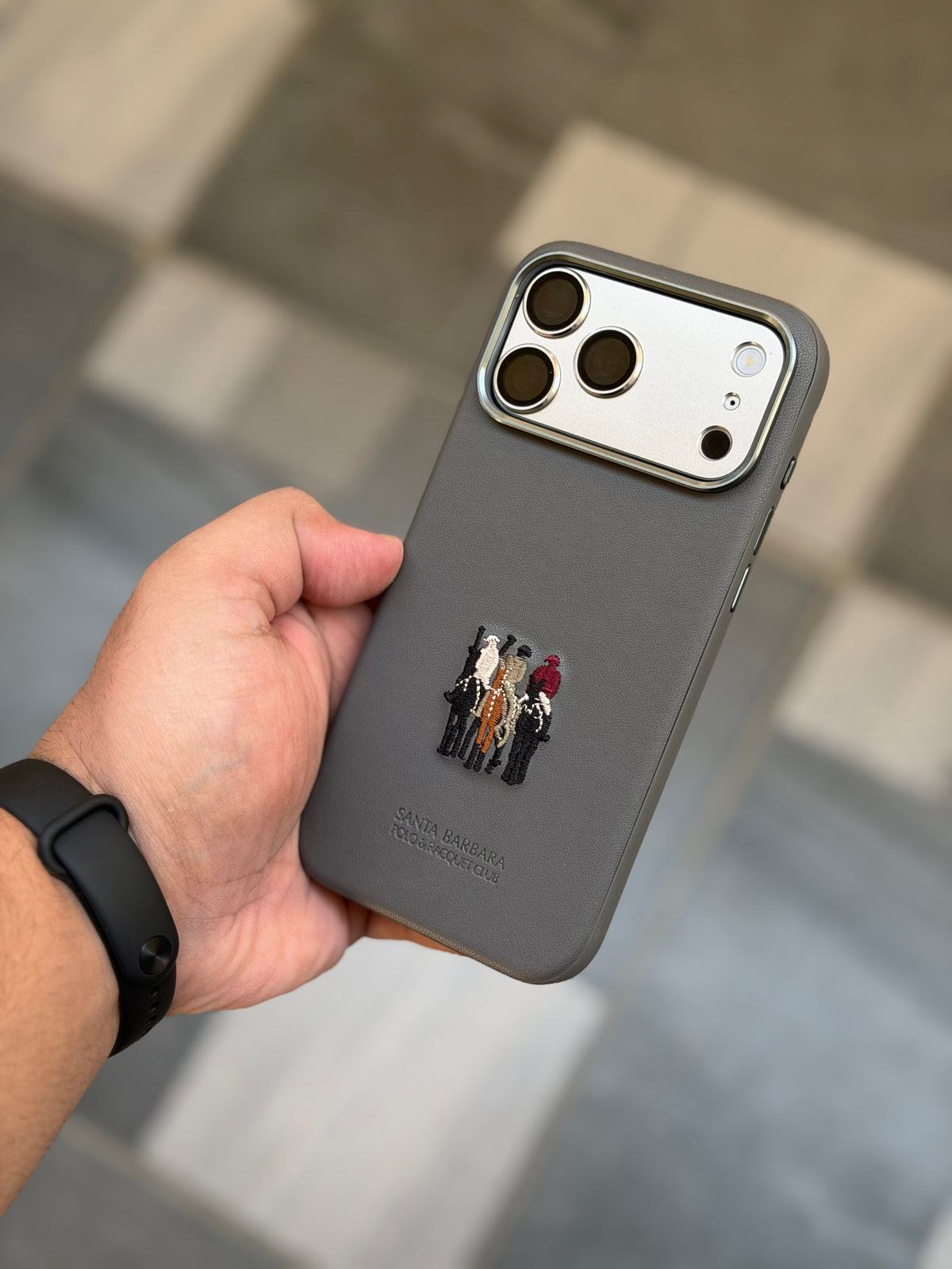 Premium Embroidered Polo Leather Justin Case with Fabric inside for iPhone