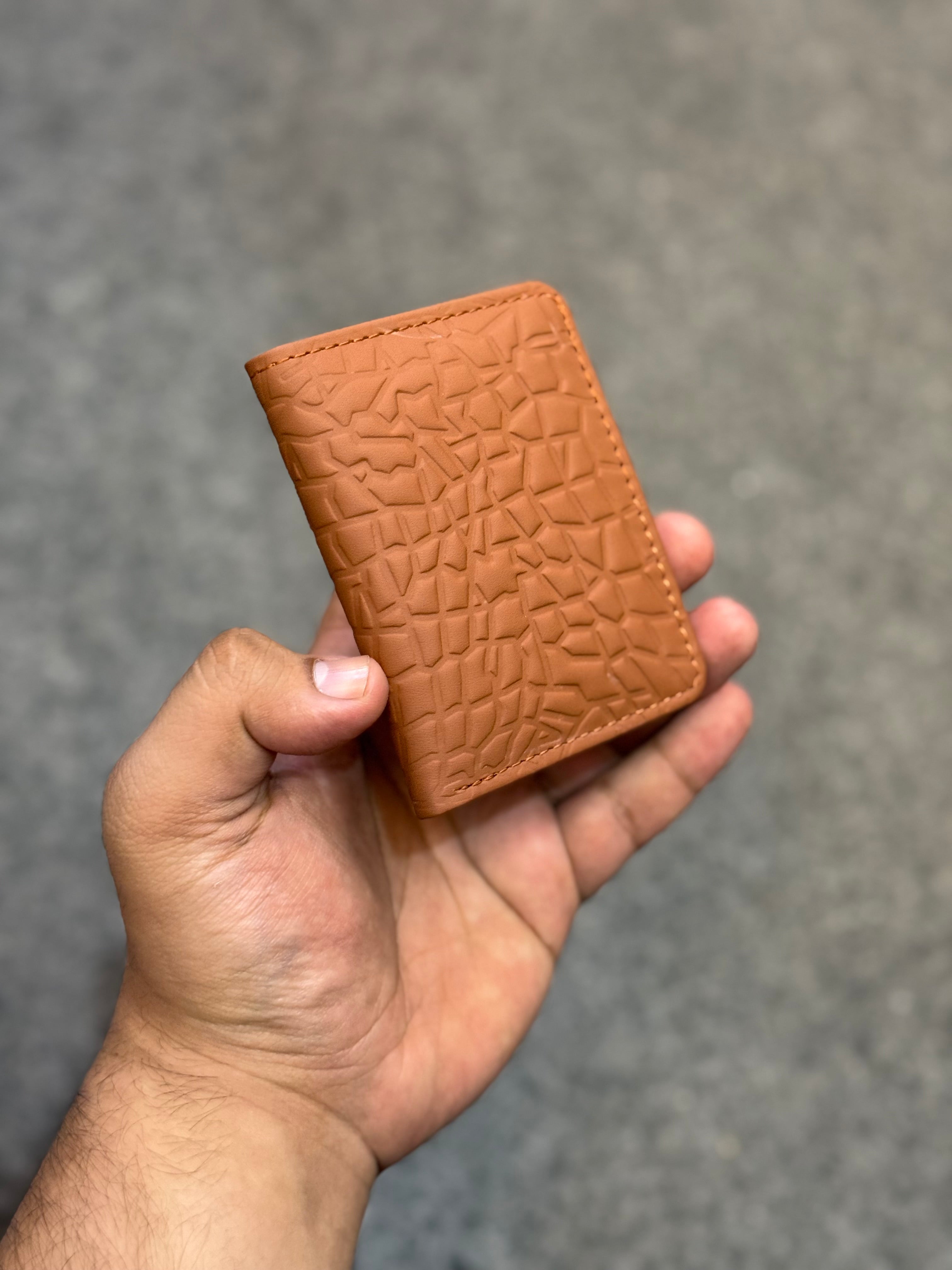 Genuine Leather Flip Wallet Brown