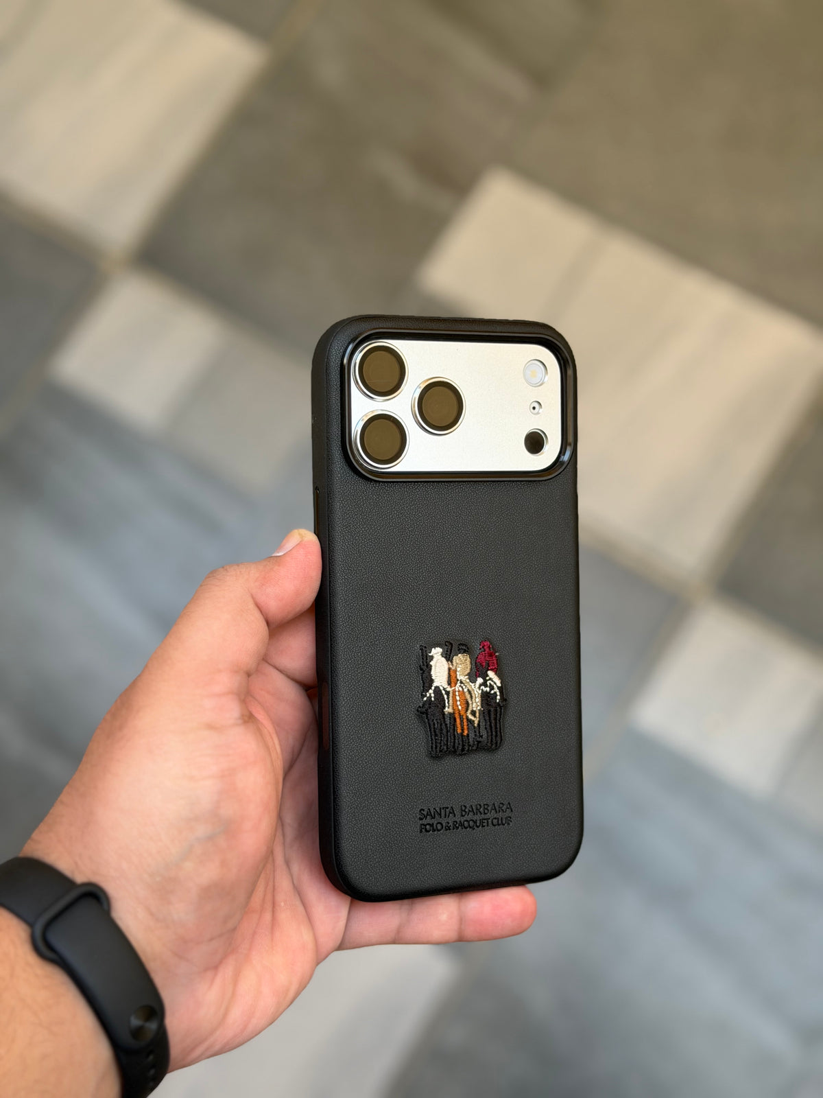 Premium Embroidered Polo Leather Justin Case with Fabric inside for iPhone