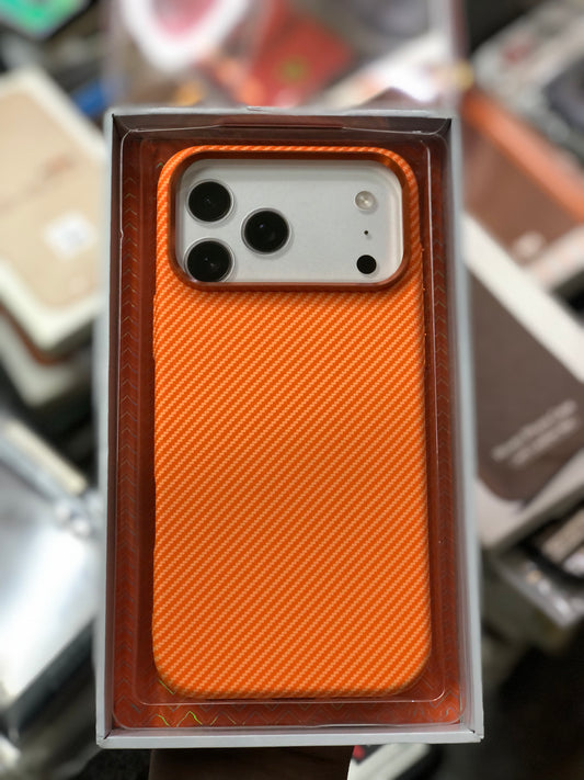 ORANGE WAVE CARBON FIBRE KEVLAR CASE