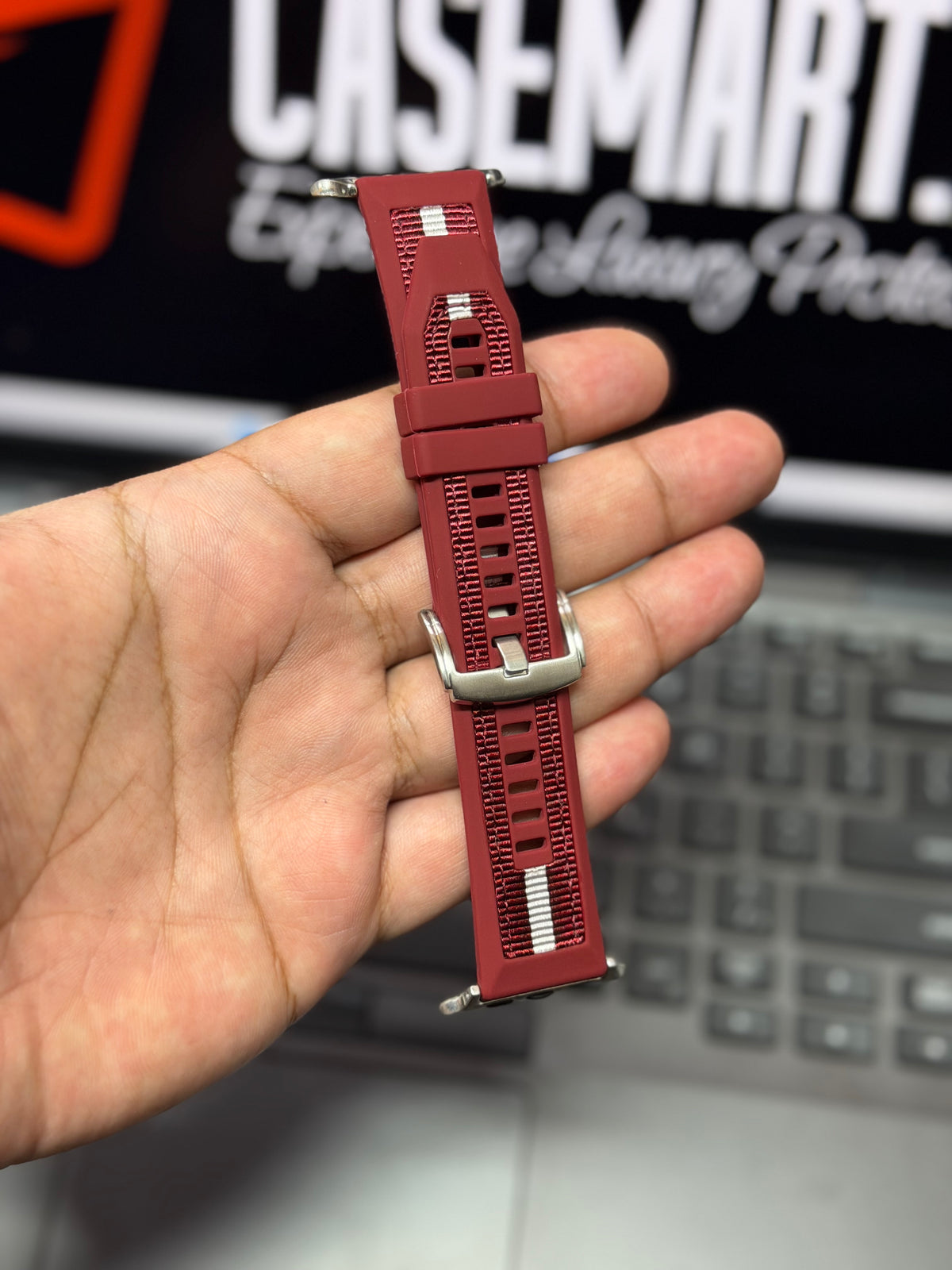 Vero Silicone + Denim Strap For Apple Watch - iWatch Loop Band Sizes Available 42/44/45/46/49 MM