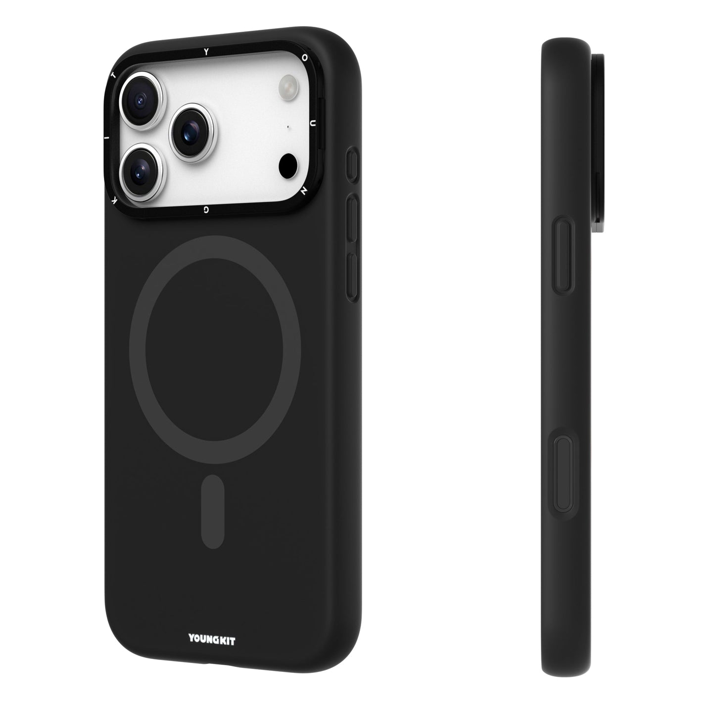 iPhone 17 Pro Max Case | YOUNGKIT Liquid Silicon Camera Stand Series (BLACK)