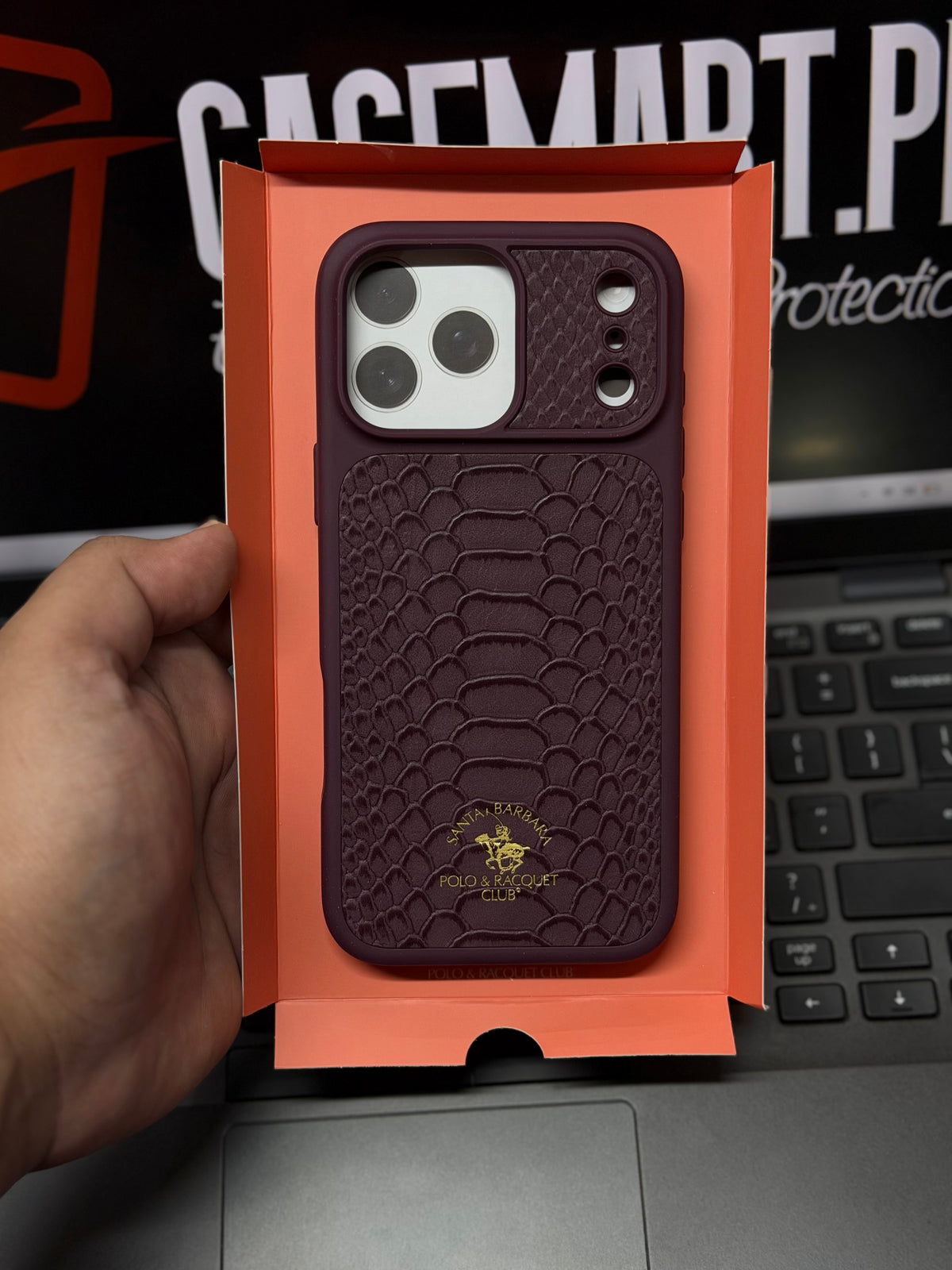 Santa Barbara Polo Knight Series Premium Leather Case for iPhone 18 / 17 Pro Max – Luxury Slim Snake Pattern Case