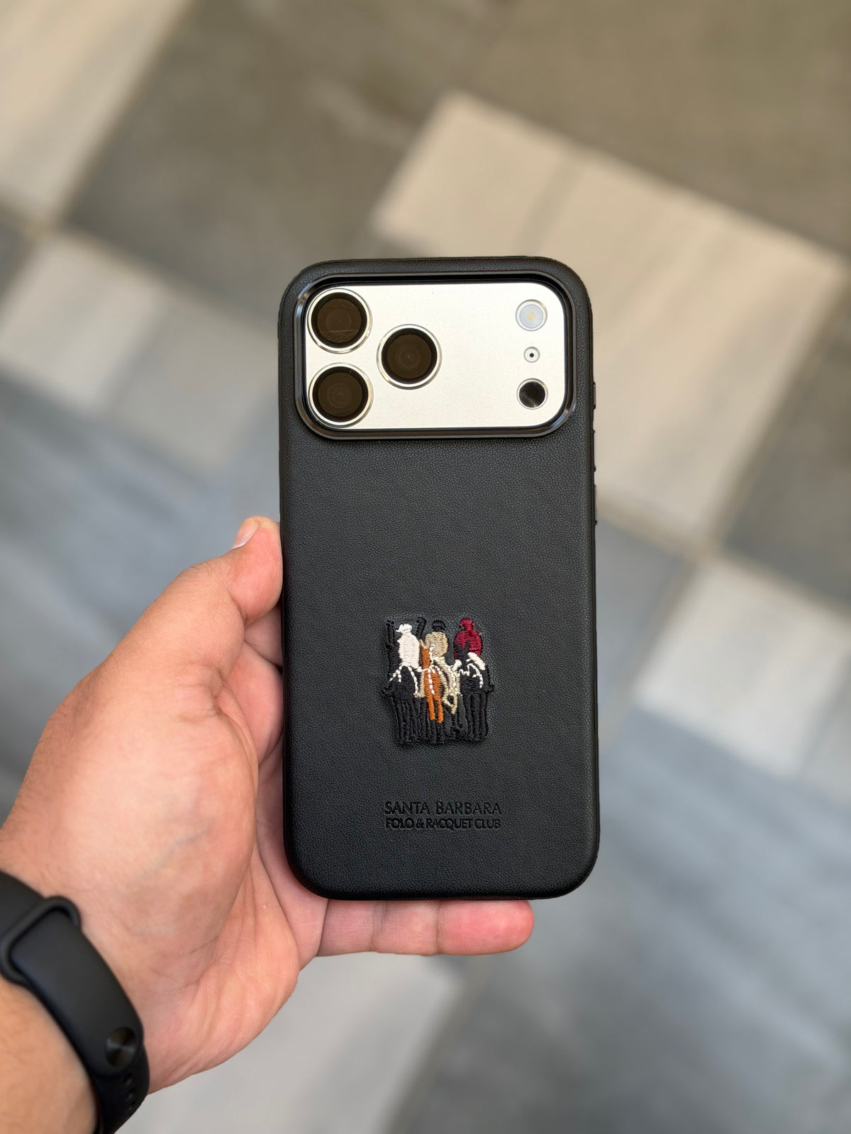 Premium Embroidered Polo Leather Justin Case with Fabric inside for iPhone