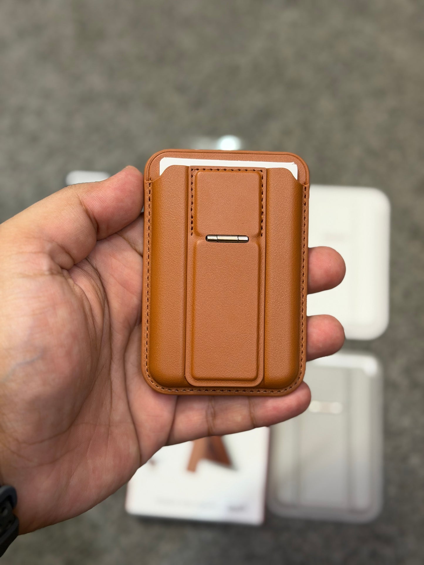 MagSafe Leather Wallet with Kickstand