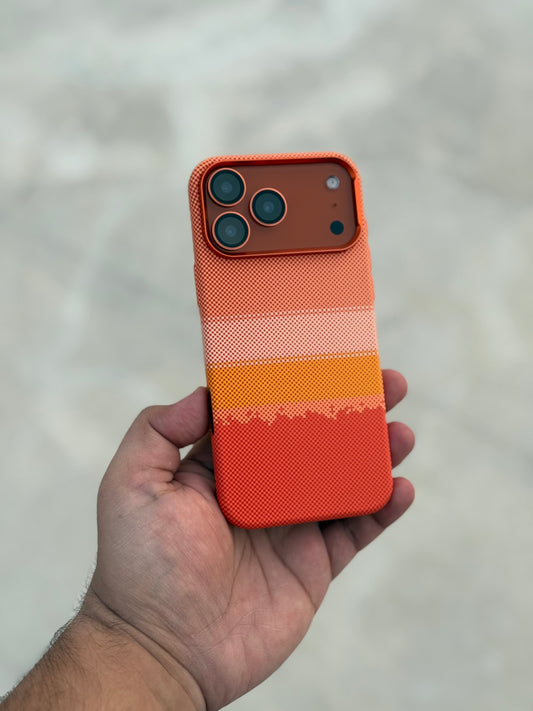 Orange Sunset Carbon Fibre With MagSafe LUXO 17 Pro Max