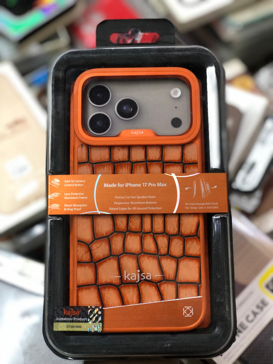 Kajsa snake leather case iPhone 17 pro max cosmic orange