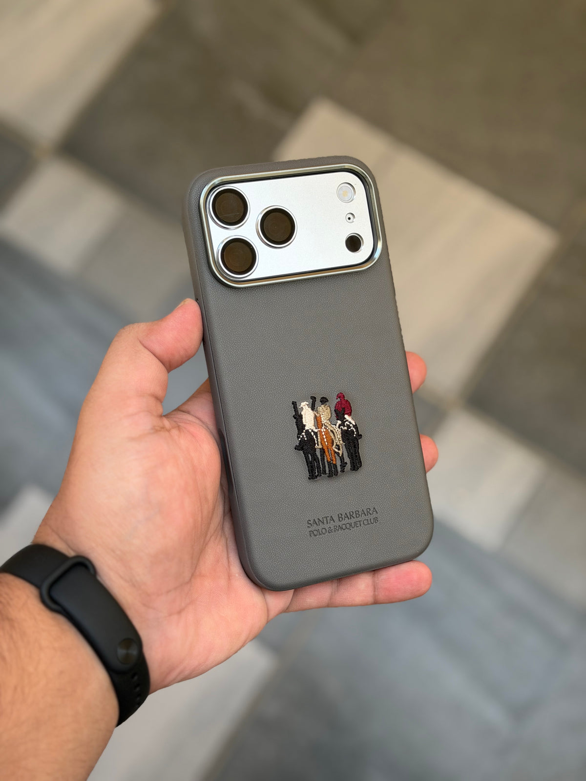 Premium Embroidered Polo Leather Justin Case with Fabric inside for iPhone