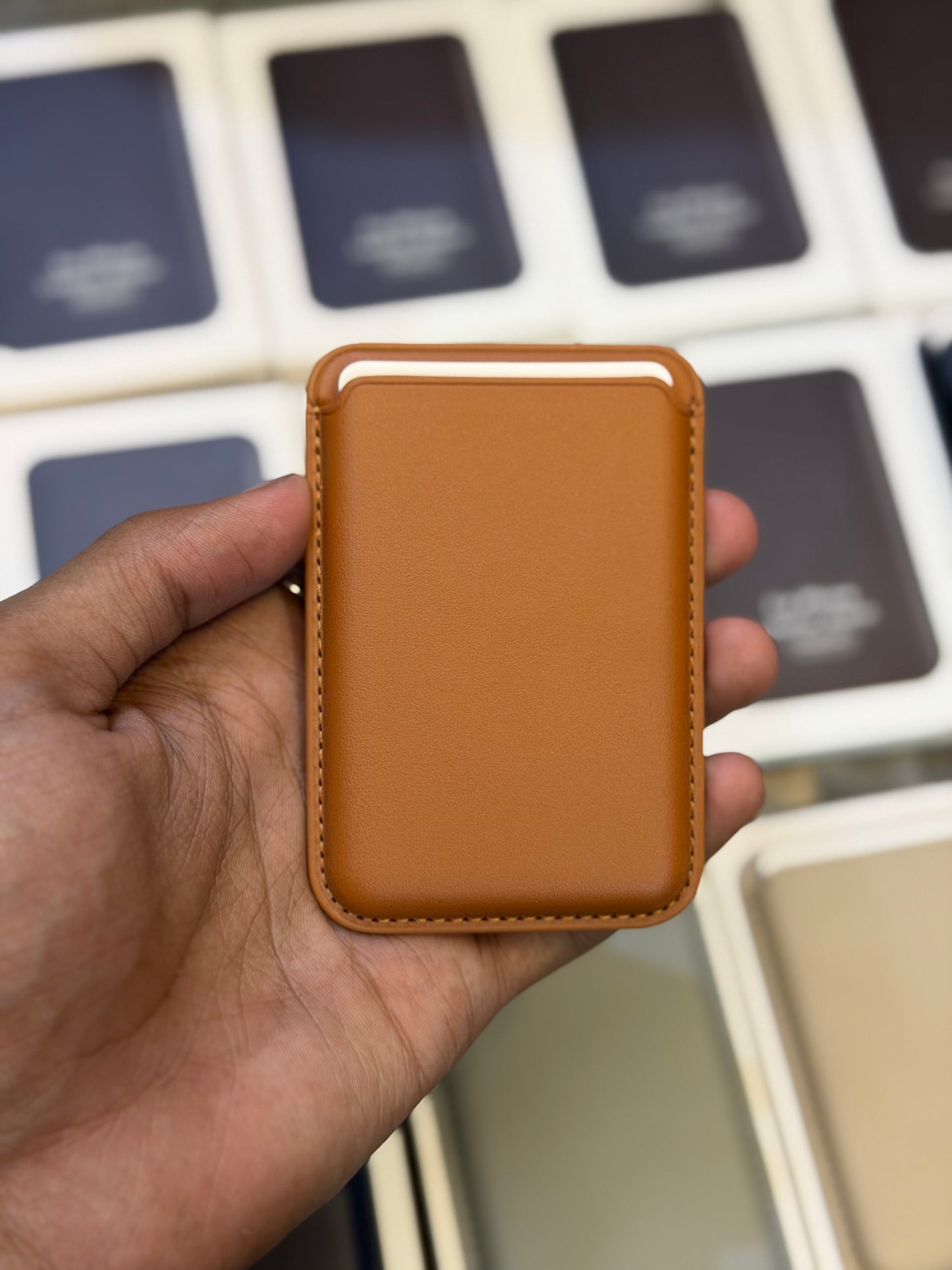 MagSafe Leather Wallet for Mobiles - Magnetic Card Holder