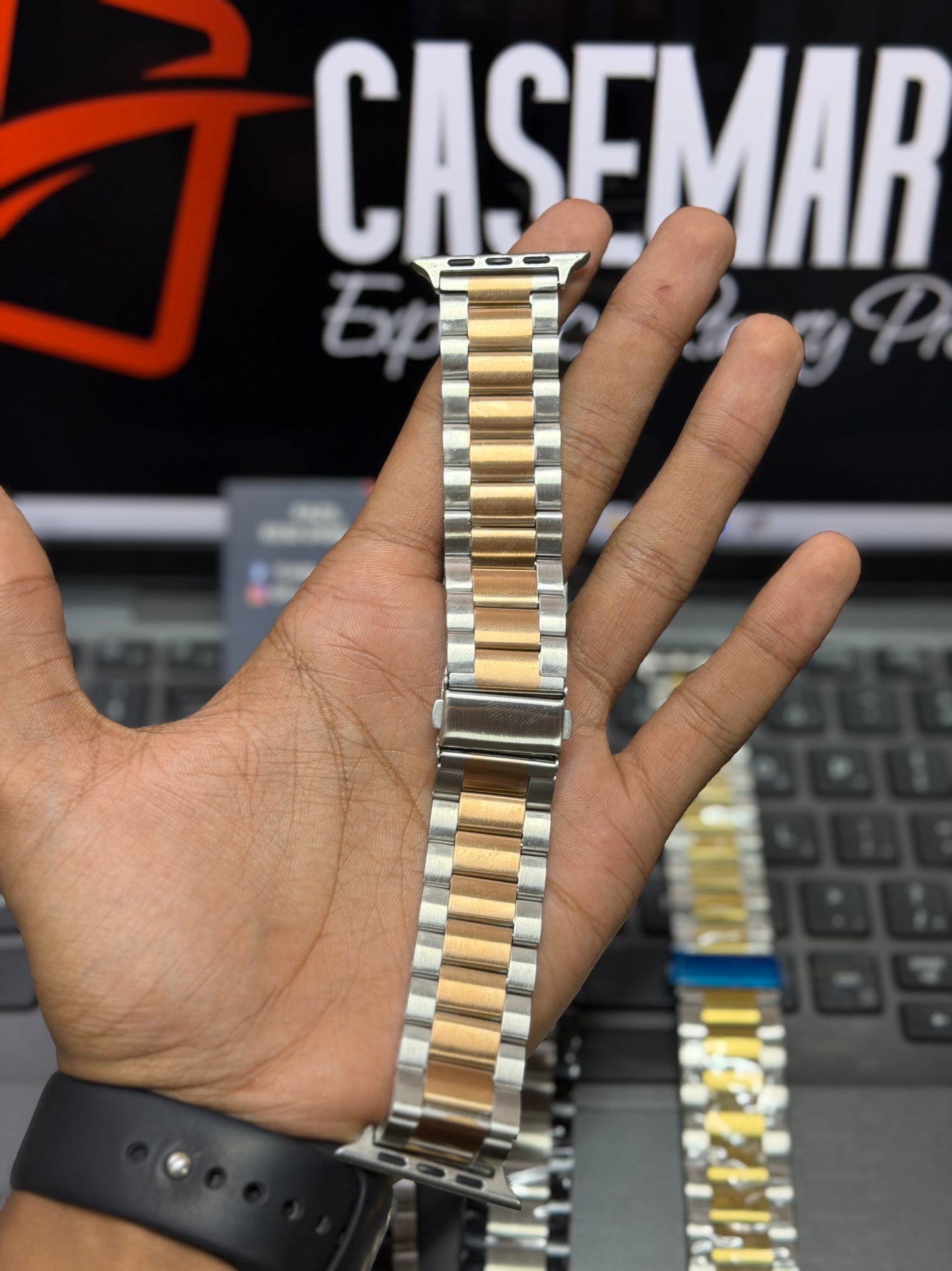 Luxury Rolex Metal Two-Tone Bracelet Chain  - Apple Watch 42 to 49 mm