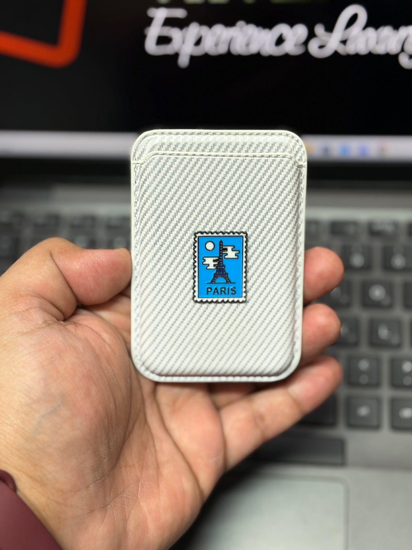 Brand 3D Metal Logo MagSafe Wallet - Slim Magnetic Card Holder Carbon + Leather