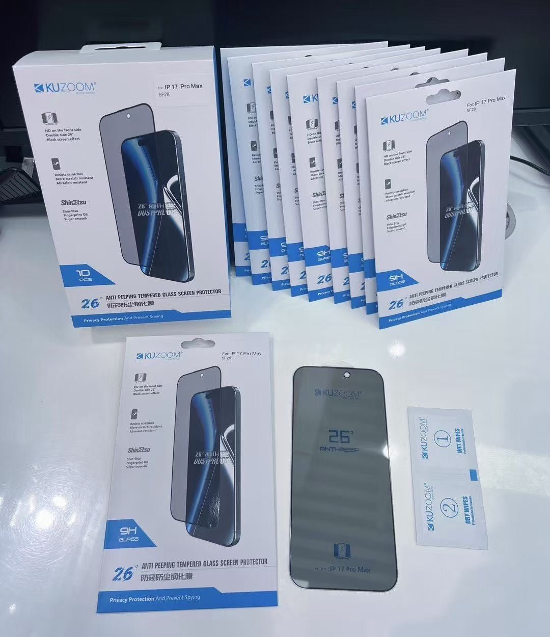 Original kuzoom privacy glass for Apple iPhone all models x to 17 pro max