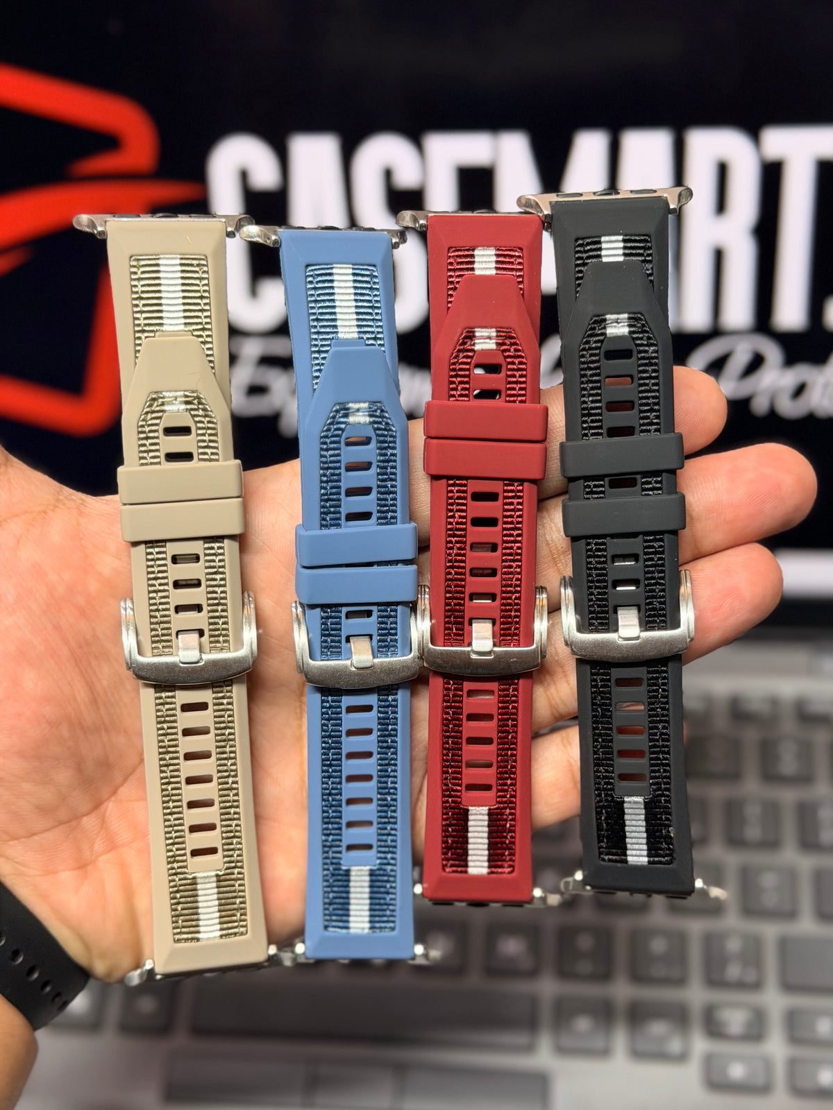 Vero Silicone + Denim Strap For Apple Watch - iWatch Loop Band Sizes Available 42/44/45/46/49 MM