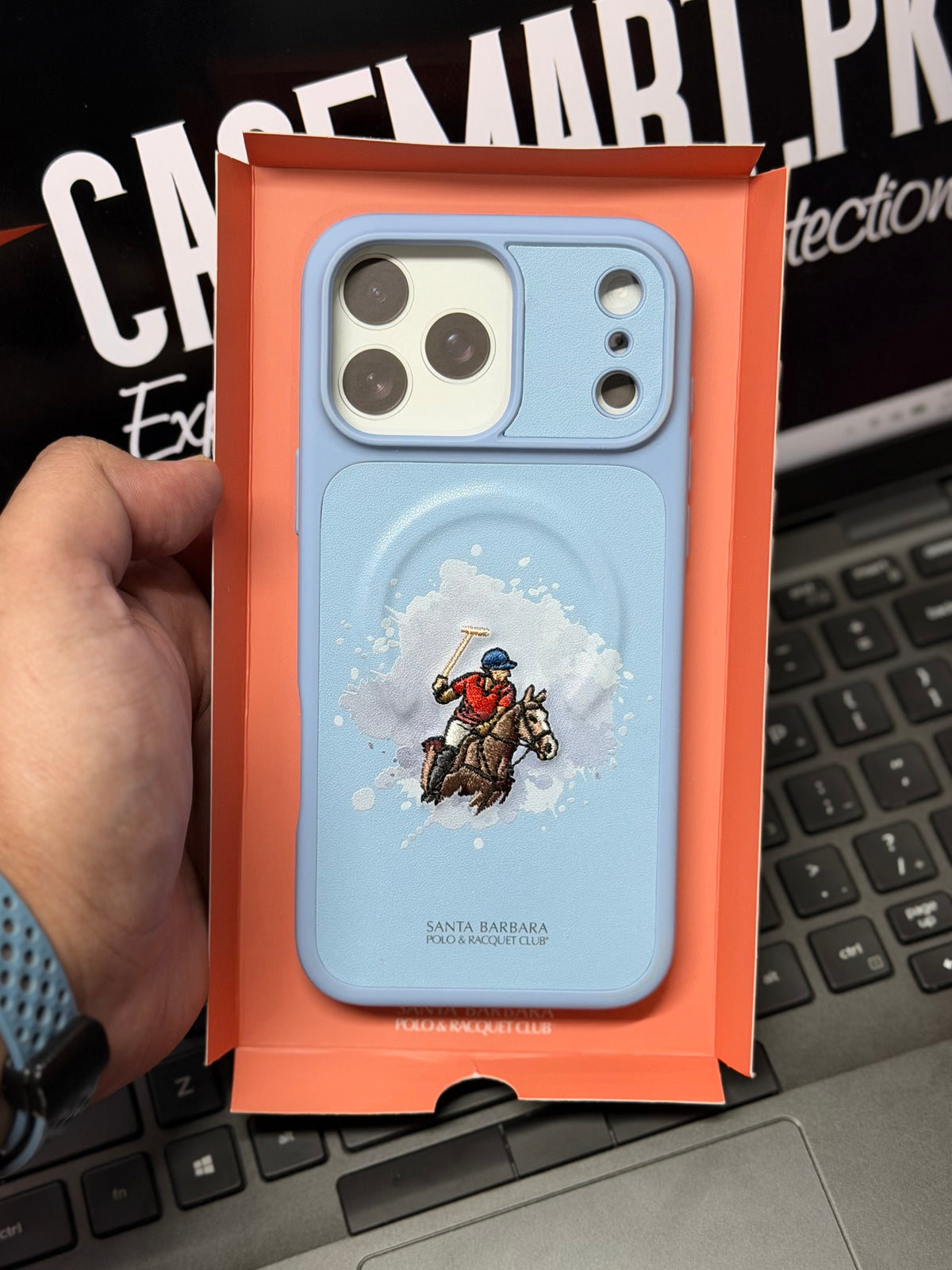Santa Barbara Polo Icarus Series Premium Embroidered Leather Case for iPhone 18 / 17 Pro Max – Luxury Slim Protective Cover with MagSafe