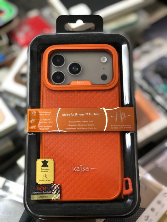 Kajsa carbon leather case iPhone 17 pro max cosmic orange