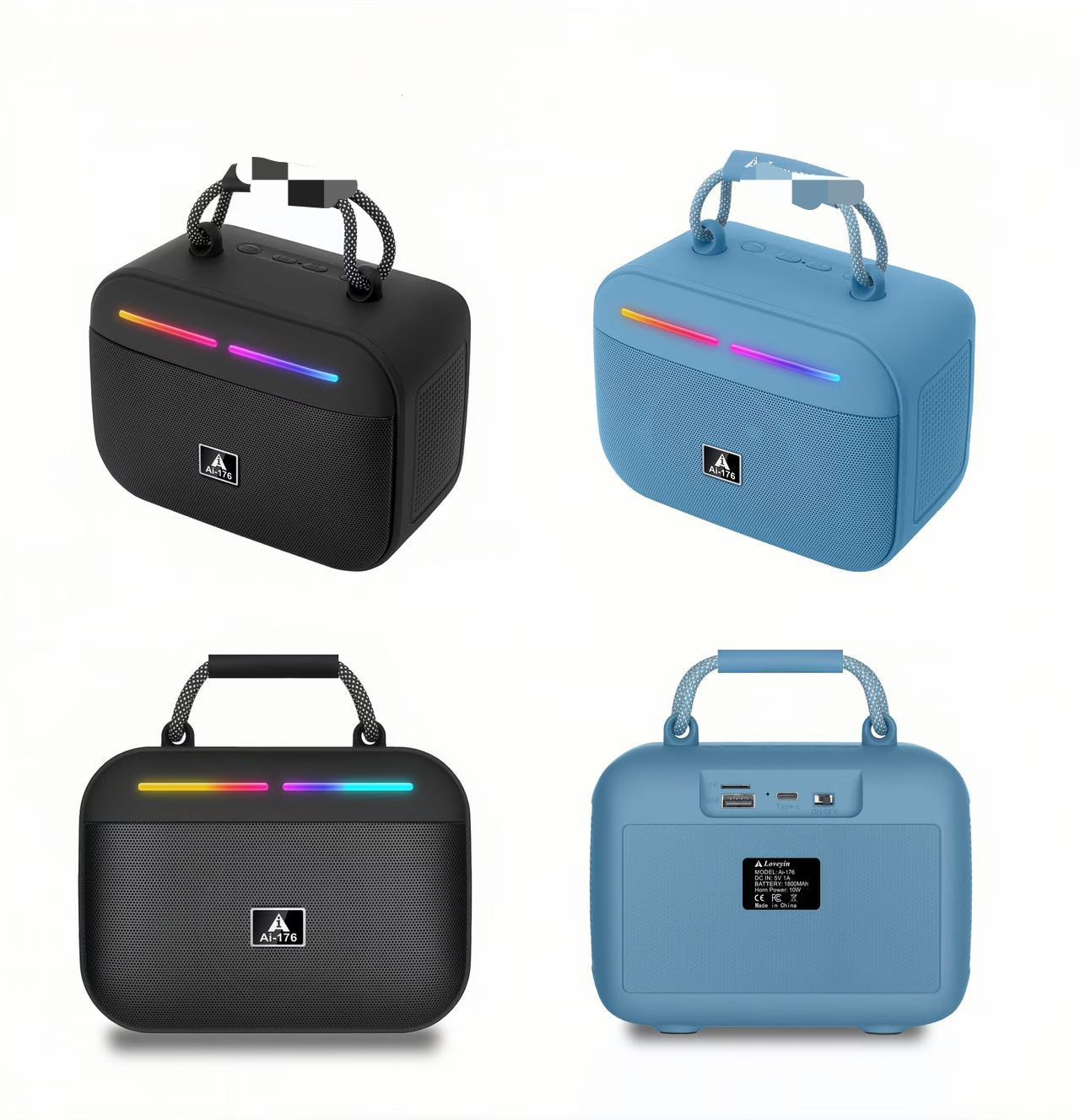 AI-176 Wireless Bluetooth Loud Portable Speaker RGB Party Lights with FM, USB, TF Card & Deep Bass | Best Outdoor Speaker Pakistan