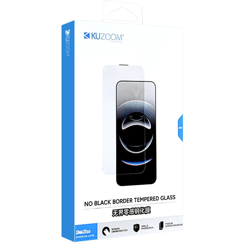 Kuzoom Borderless Dust-Proof Full Transparent Glass - No Black Border Tempered Protector