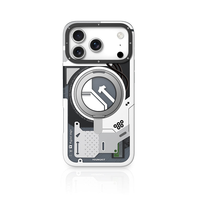 YOUNGKIT Cyberpunk 360° Rotation Ring Stand Case for iPhone 17 Pro Max