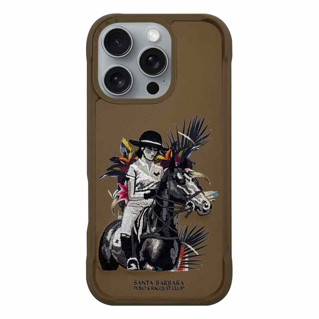 Polo Embroidered Leather Case Cedric Series Dark Brown SBPRC