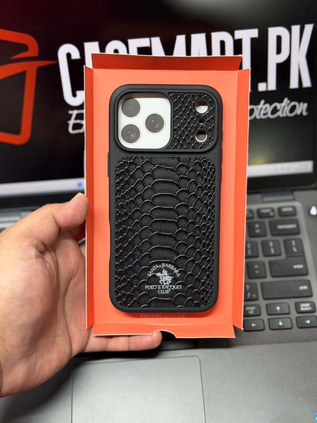 Santa Barbara Polo Knight Series Premium Leather Case for iPhone 18 / 17 Pro Max – Luxury Slim Snake Pattern Case
