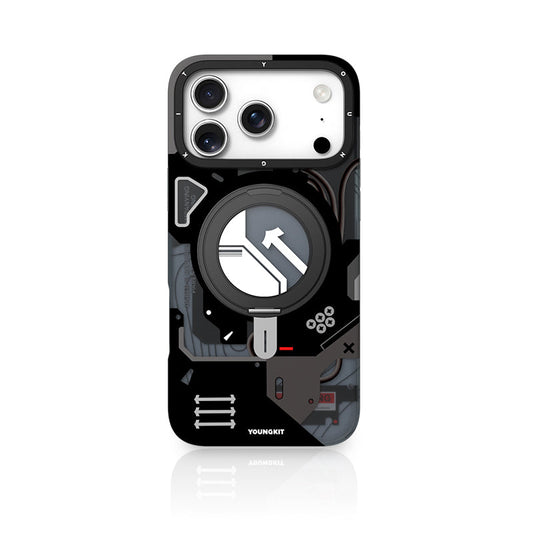 YOUNGKIT Cyberpunk 360° Rotation Ring Stand Case for iPhone 17 Pro Max
