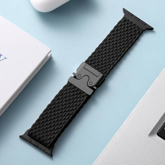 Stretchy Woven Nylon Braided Loop With Master Lock for Apple Watch Series 11/10/9/8/7/6/SE