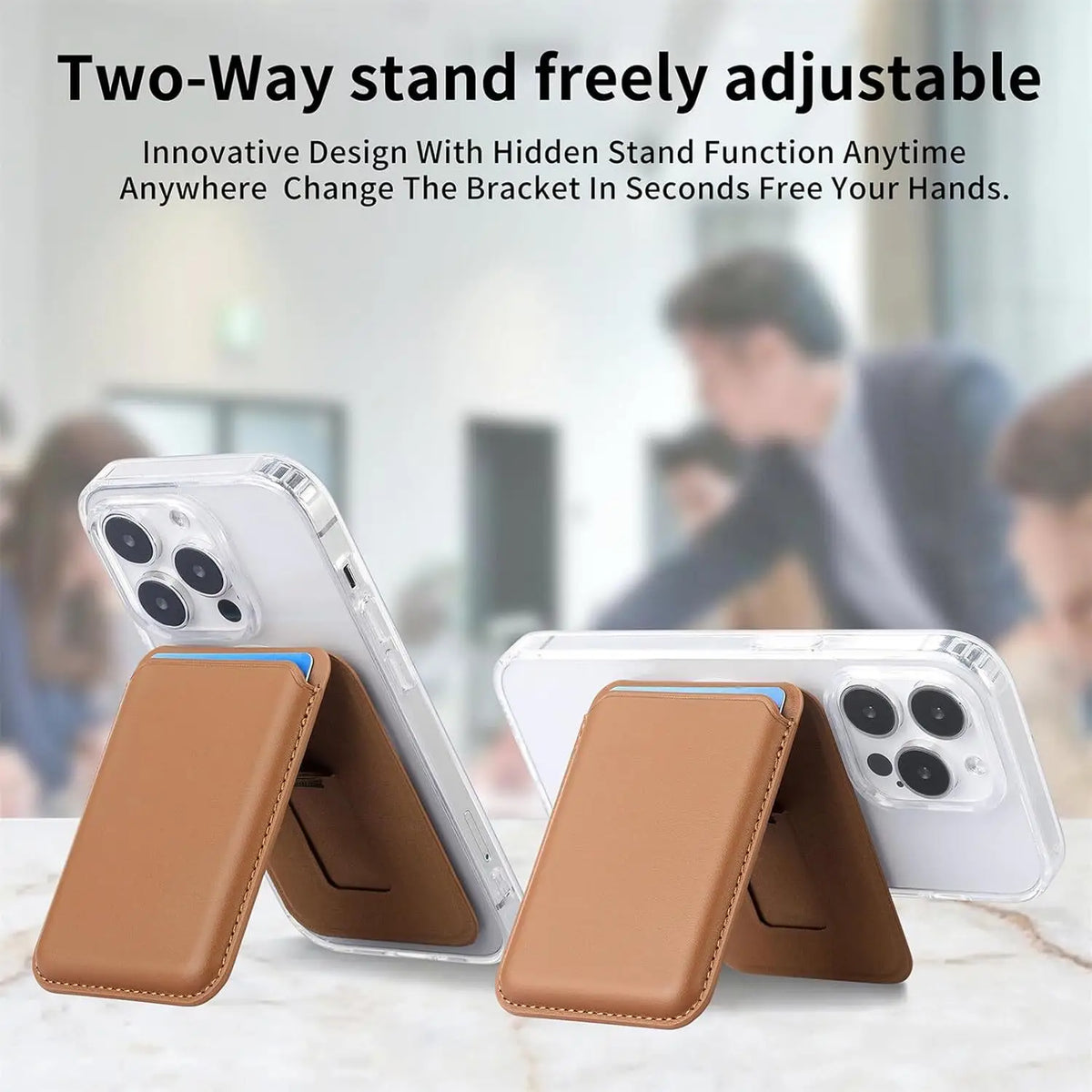 MagSafe Leather Wallet with Kickstand - Magnetic Card Holder Stand Slim Premium Wallet