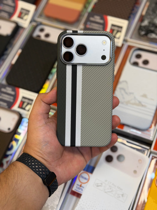 Real Carbon Fibre Kevlar For Silver iPhone 17 Pro Max - Original LUXO With MagSafe