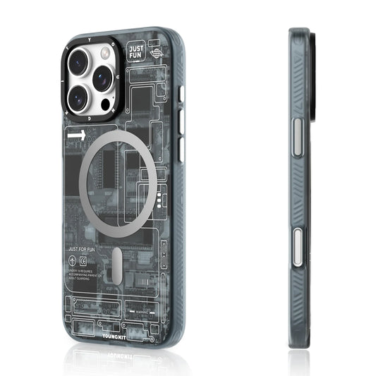 YoungKit Futuristic Circuit Grey Case 16 Pro Max
