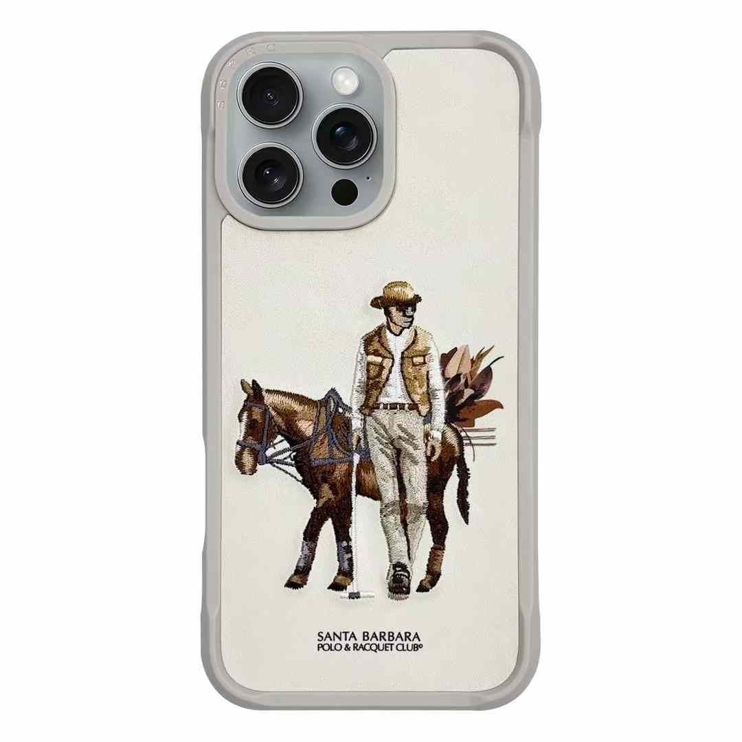 Polo Embroidered Leather Case Cedric Series White SBPRC