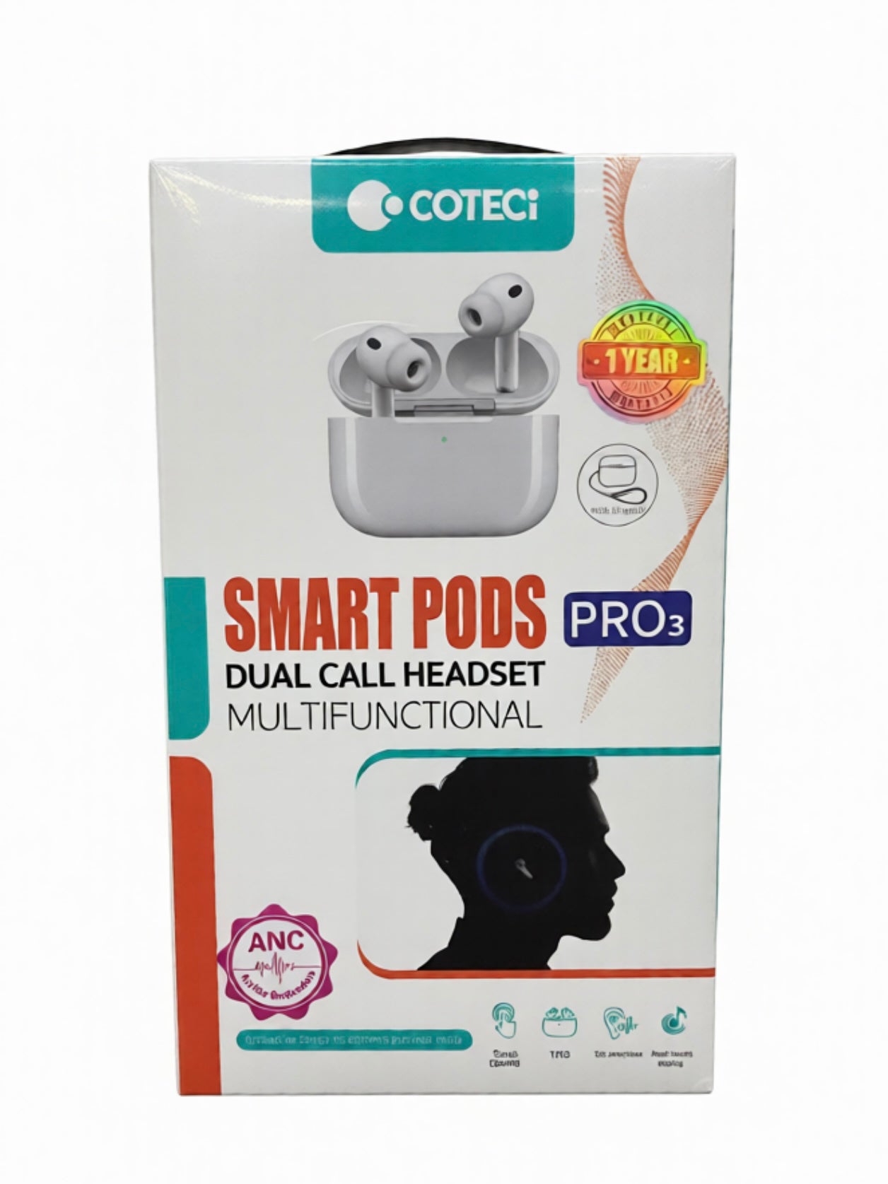 COTECi Smart Pods with Active Noise Cancellation Wireless Earbuds for Excellent Calling 1 Year Warranty