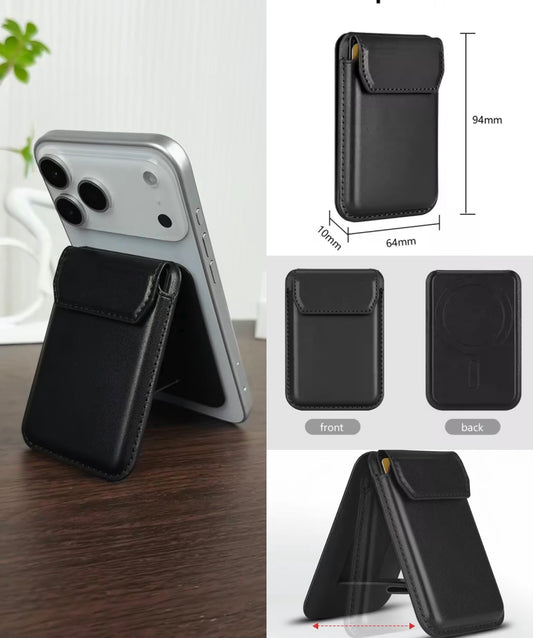 Snap on Phone Stand + Wallet - MagSafe Compatible Leather